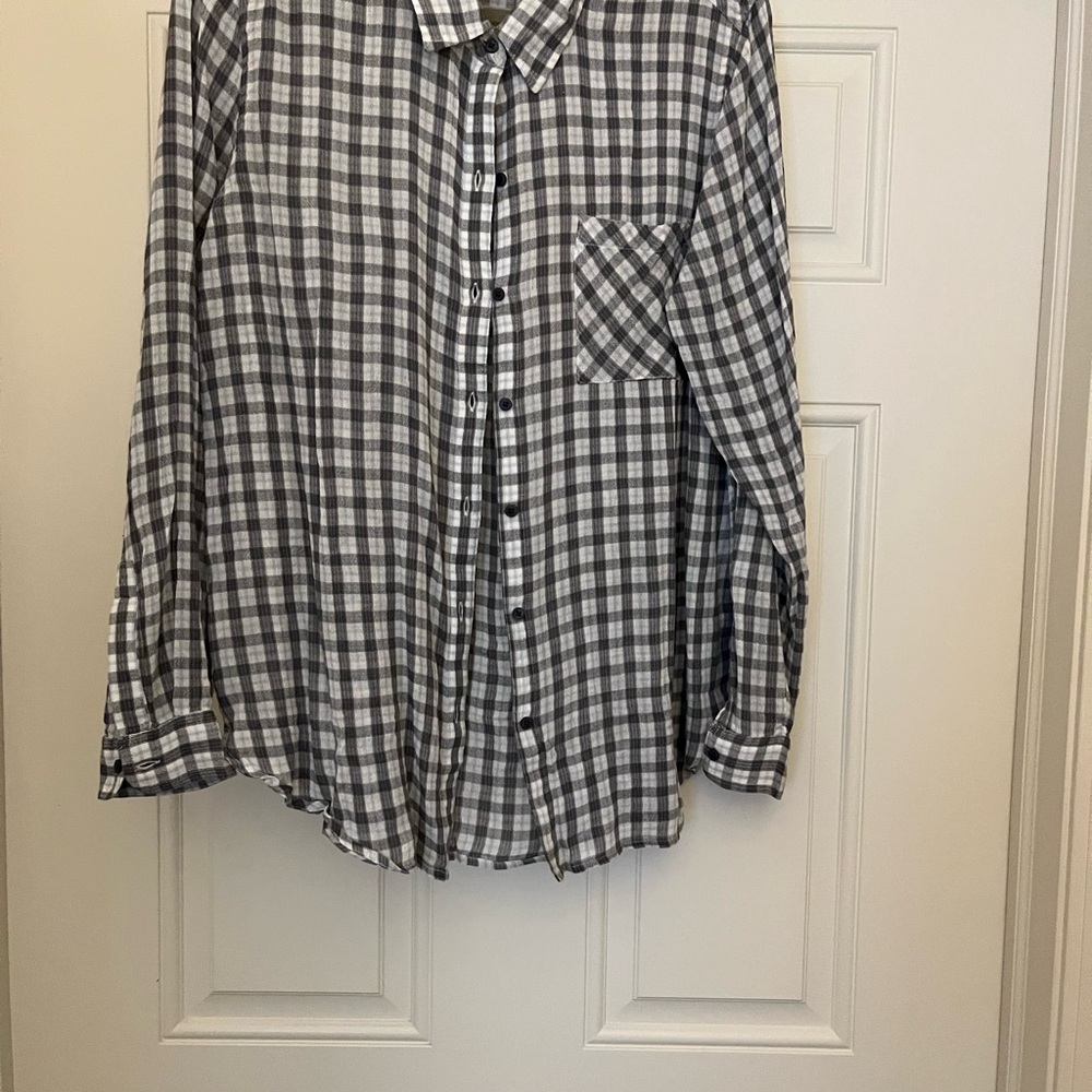 Lucky Brand Black and White Plaid Shirt